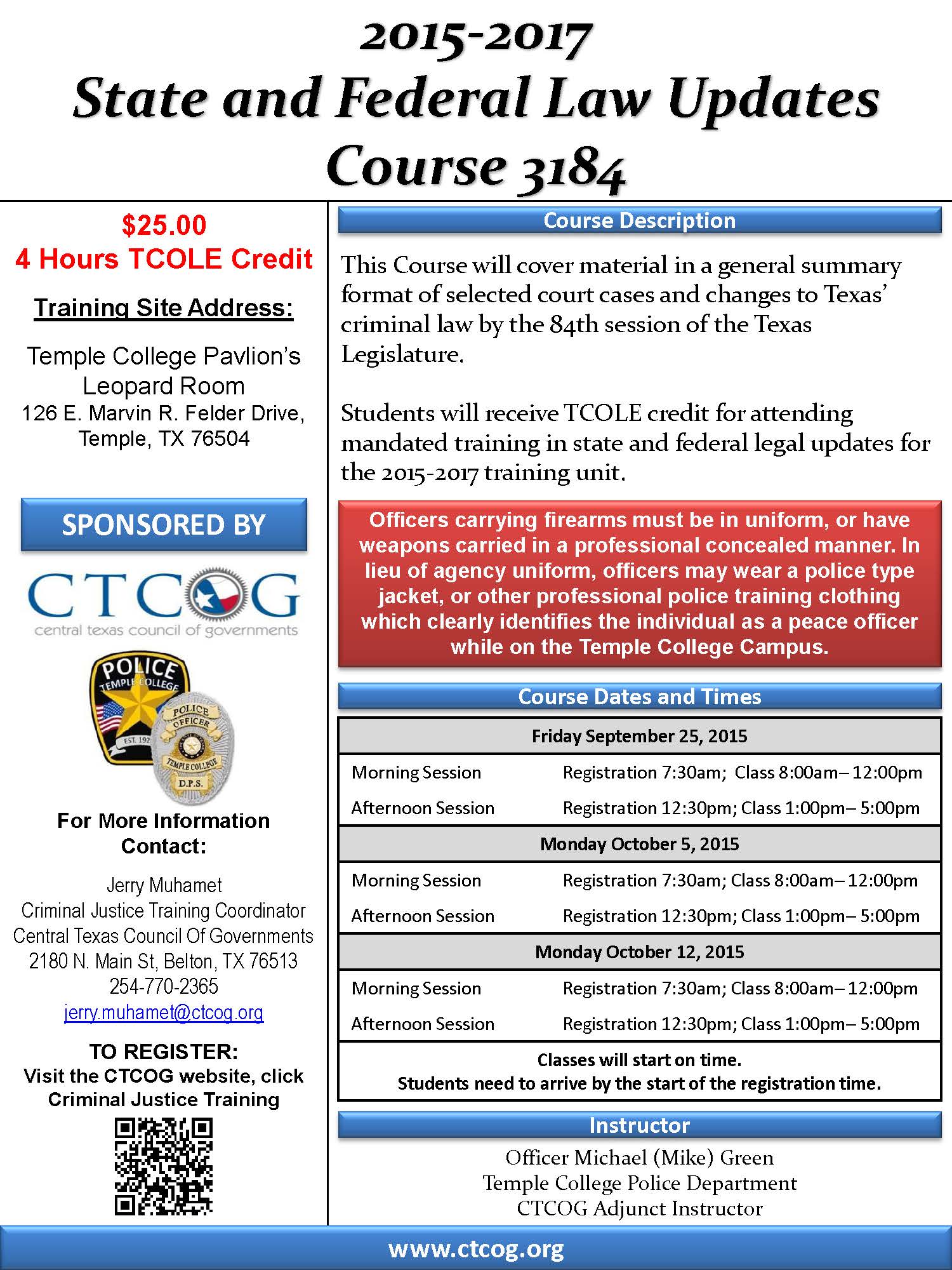 TCOLE Course 3184 Now Open for Registration • Central Texas Council of